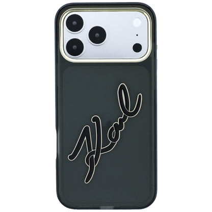 Θήκη για Apple iPhone 18 Pro / 17 Pro, Karl Lagerfeld, IML Big Signature Resin Logo και Μεταλλικό Πλαίσιο, Μαύρο