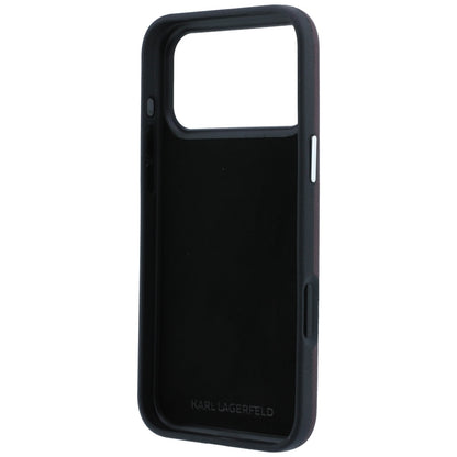 Θήκη για Apple iPhone 18 Pro / 17 Pro, Karl Lagerfeld, Saffiano με καρφίτσα κεφαλής Karl & Choupette και λογότυπο, Βυσσινί