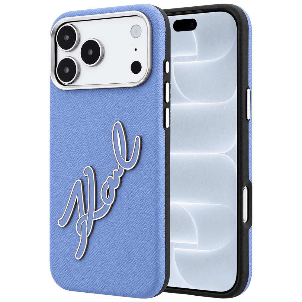 Θήκη για Apple iPhone 18 Pro / 17 Pro, Karl Lagerfeld, Λείο Μεγάλο Ρητινώδες Λογότυπο Υπογραφής, Μπλε