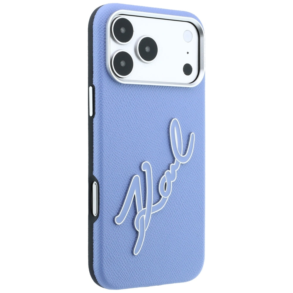 Θήκη για Apple iPhone 18 Pro / 17 Pro, Karl Lagerfeld, Λείο Μεγάλο Ρητινώδες Λογότυπο Υπογραφής, Μπλε