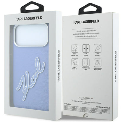 Θήκη για Apple iPhone 18 Pro / 17 Pro, Karl Lagerfeld, Λείο Μεγάλο Ρητινώδες Λογότυπο Υπογραφής, Μπλε