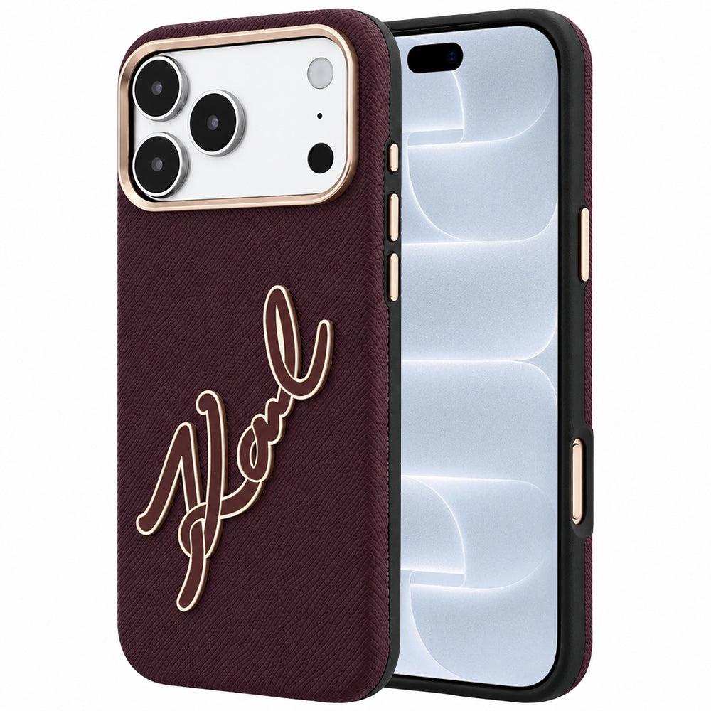 Θήκη για Apple iPhone 18 Pro / 17 Pro, Karl Lagerfeld, Λείο Μεγάλο Ρητινώδες Λογότυπο Υπογραφής, Βυσσινί