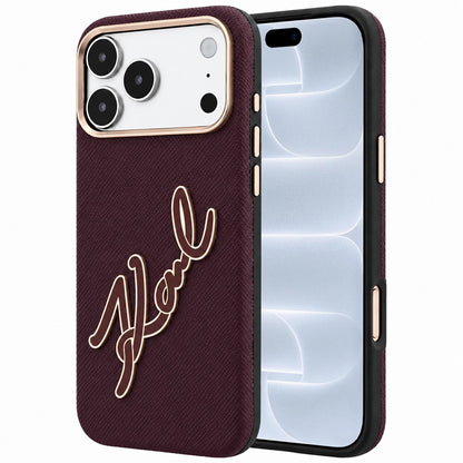 Θήκη για Apple iPhone 18 Pro / 17 Pro, Karl Lagerfeld, Λείο Μεγάλο Ρητινώδες Λογότυπο Υπογραφής, Βυσσινί