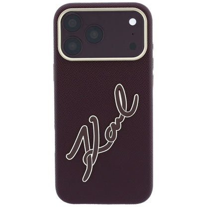 Θήκη για Apple iPhone 18 Pro / 17 Pro, Karl Lagerfeld, Λείο Μεγάλο Ρητινώδες Λογότυπο Υπογραφής, Βυσσινί