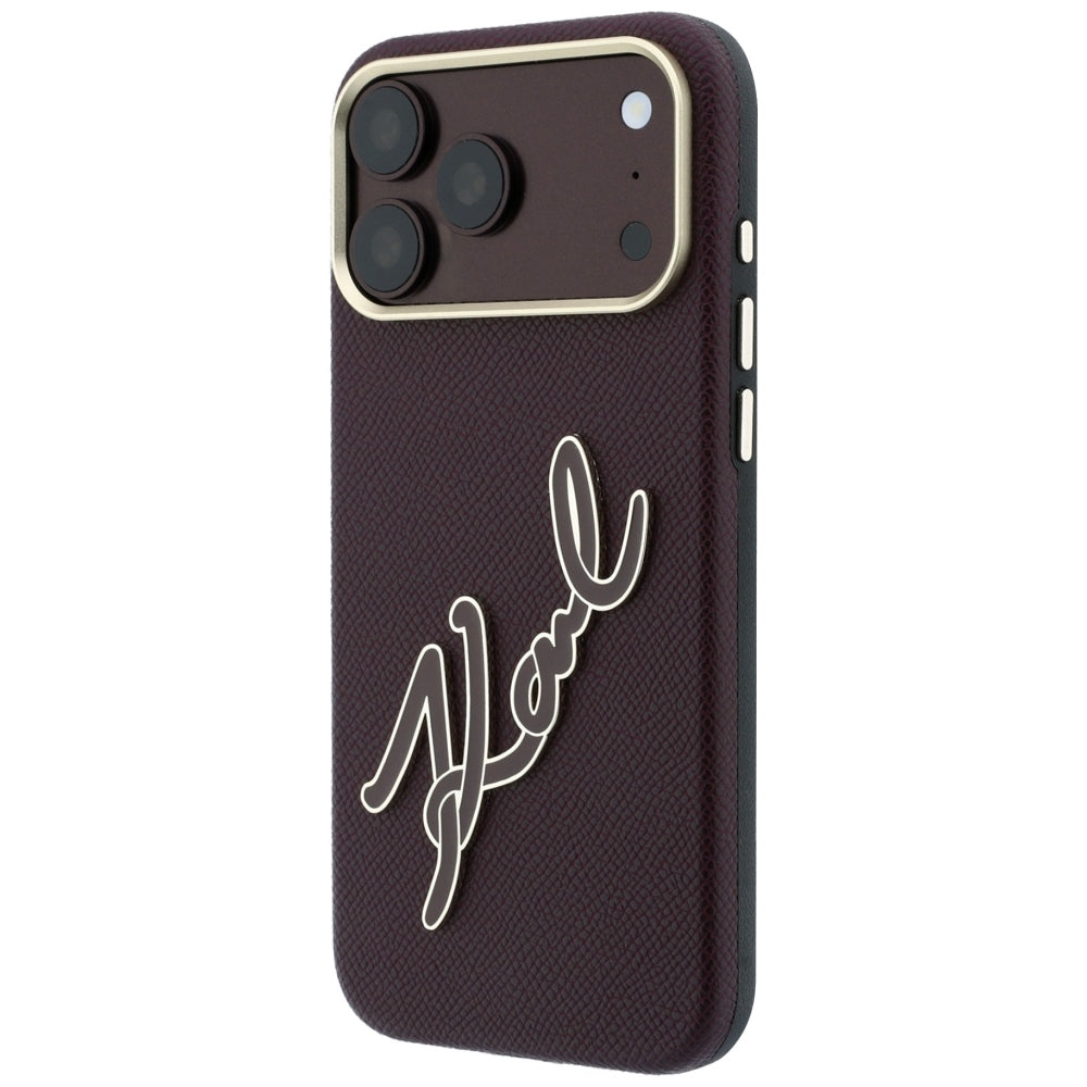 Θήκη για Apple iPhone 18 Pro / 17 Pro, Karl Lagerfeld, Λείο Μεγάλο Ρητινώδες Λογότυπο Υπογραφής, Βυσσινί
