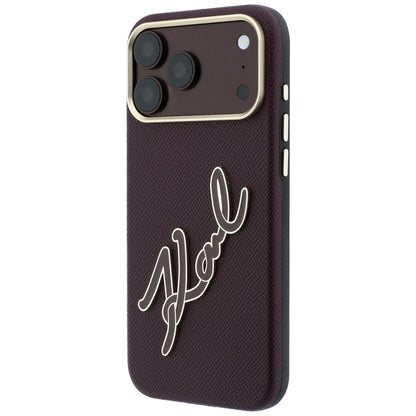 Θήκη για Apple iPhone 18 Pro / 17 Pro, Karl Lagerfeld, Λείο Μεγάλο Ρητινώδες Λογότυπο Υπογραφής, Βυσσινί