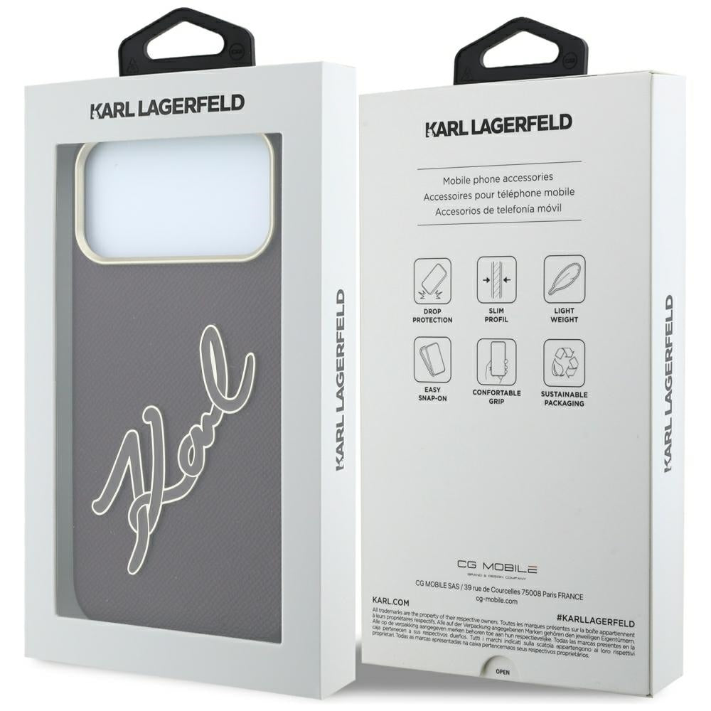 Θήκη για Apple iPhone 18 Pro / 17 Pro, Karl Lagerfeld, Λείο Μεγάλο Ρητινώδες Λογότυπο Υπογραφής, Βυσσινί