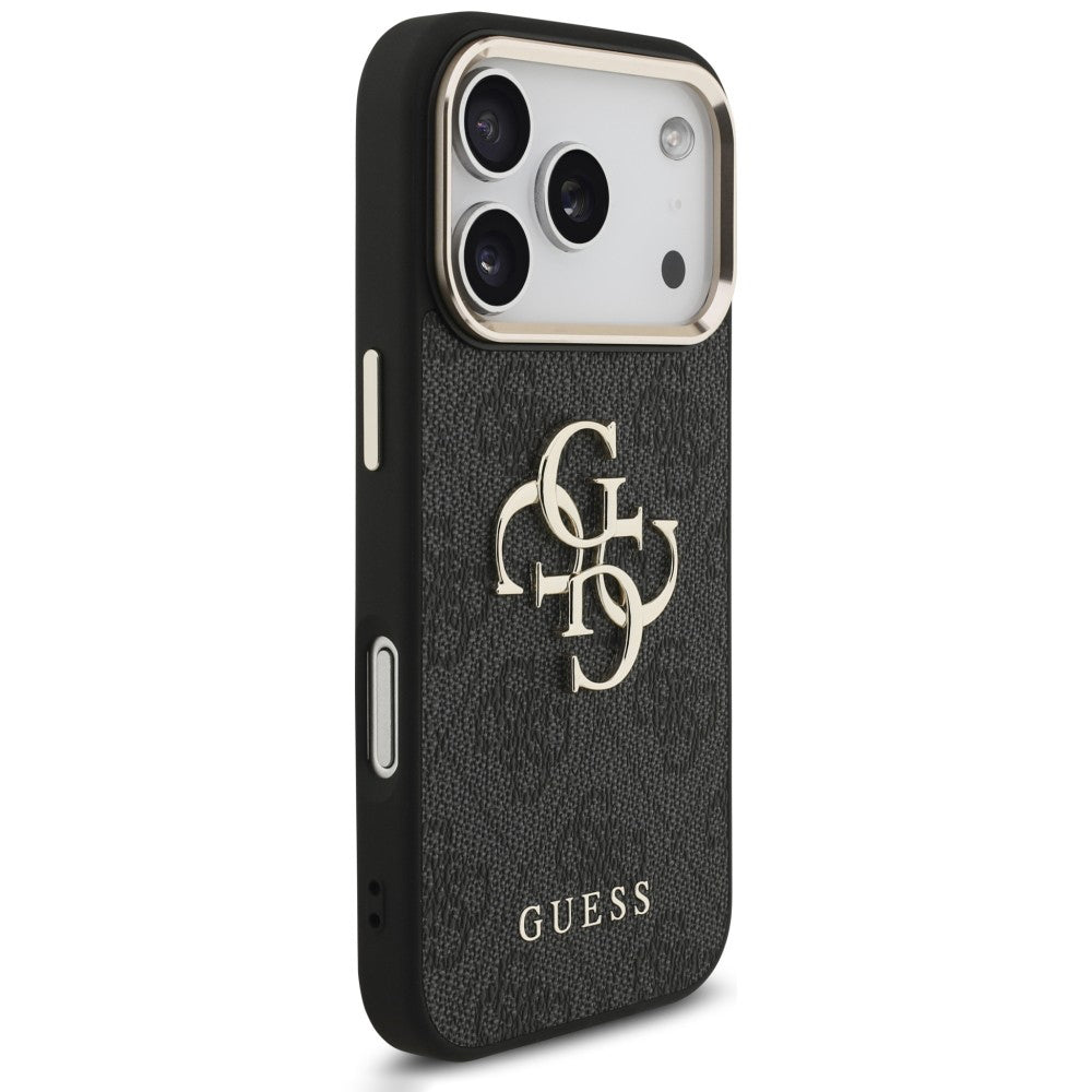 Θήκη για Apple iPhone 18 Pro Max / 17 Pro Max, Guess, 4G Classic Logo με λουράκι, Μαύρο Χρυσό
