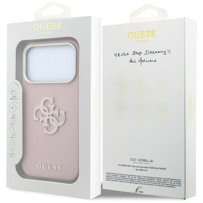 Case for Apple iPhone 18 Pro Max / 17 Pro Max, Guess, Grained Big Resin Logo, Pink