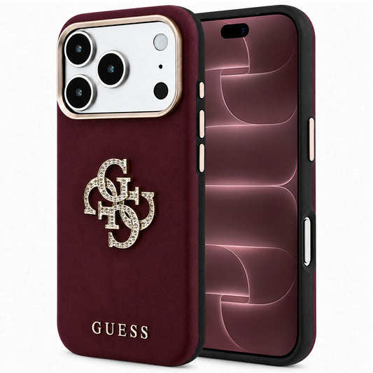Θήκη για Apple iPhone 18 Pro Max / 17 Pro Max, Guess, Λείο Μεγάλο Λογότυπο Στρας, Βυσσινί