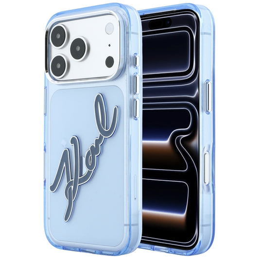 Θήκη για Apple iPhone 18 Pro Max / 17 Pro Max, Karl Lagerfeld, IML Big Signature Resin Logo Metal Frame, Μπλε
