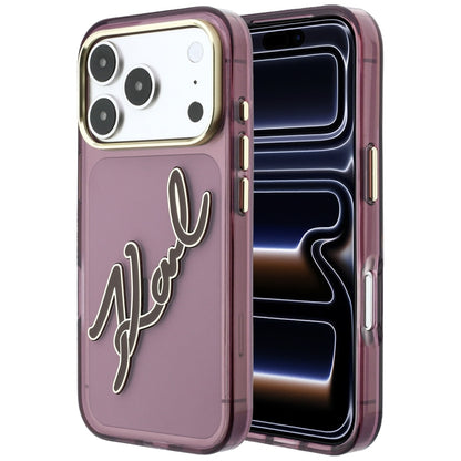Θήκη για Apple iPhone 18 Pro Max / 17 Pro Max, Karl Lagerfeld, IML Big Signature Resin Logo Metal Frame, Βυσσινί