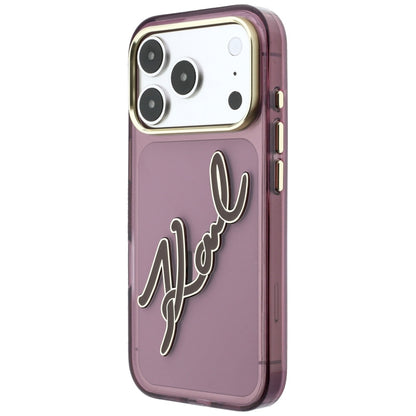 Θήκη για Apple iPhone 18 Pro Max / 17 Pro Max, Karl Lagerfeld, IML Big Signature Resin Logo Metal Frame, Βυσσινί