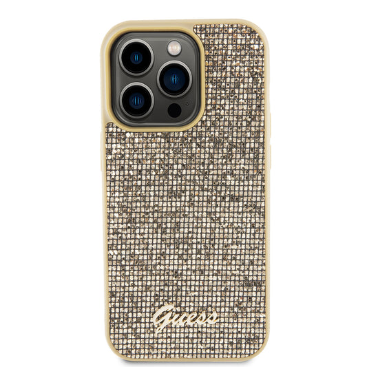 Θήκη για Apple iPhone 15 Pro, Guess, PU Square Mirror Script Logo, Χρυσή