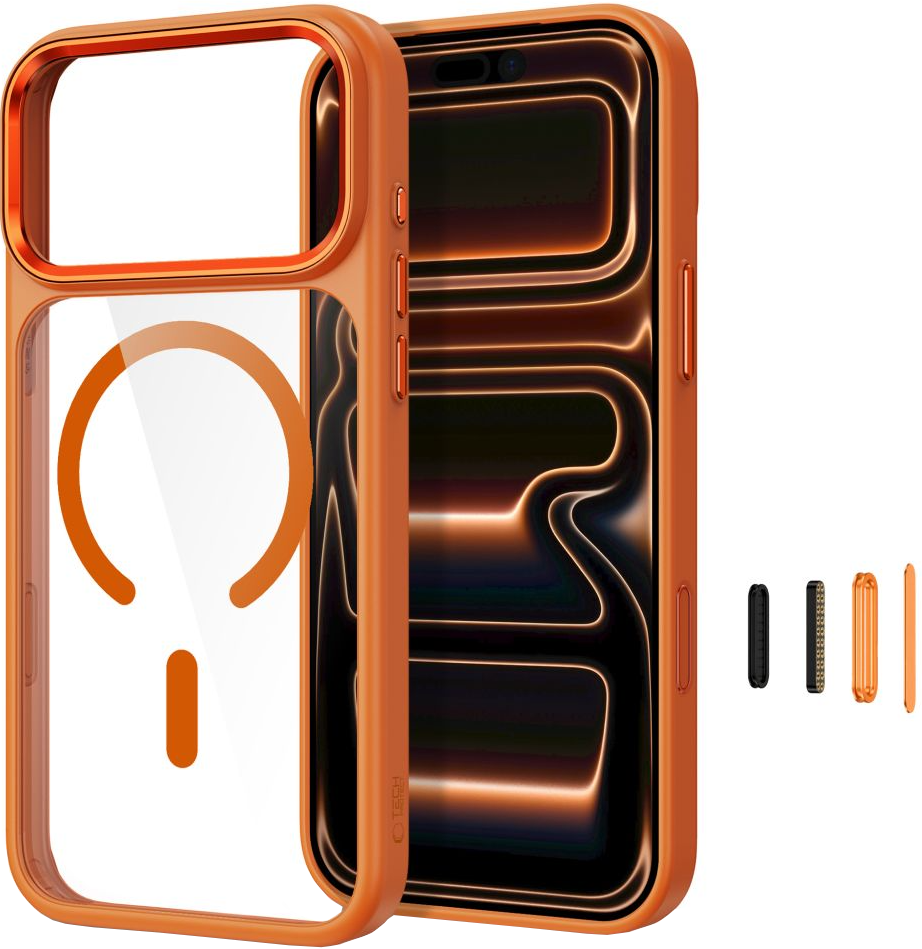 Θήκη για Apple iPhone 18 Pro / 17 Pro, Tech-Protect, Magmat CC, Πορτοκαλί Διαφανής