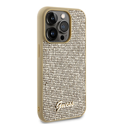 Θήκη για Apple iPhone 15 Pro, Guess, PU Square Mirror Script Logo, Χρυσή