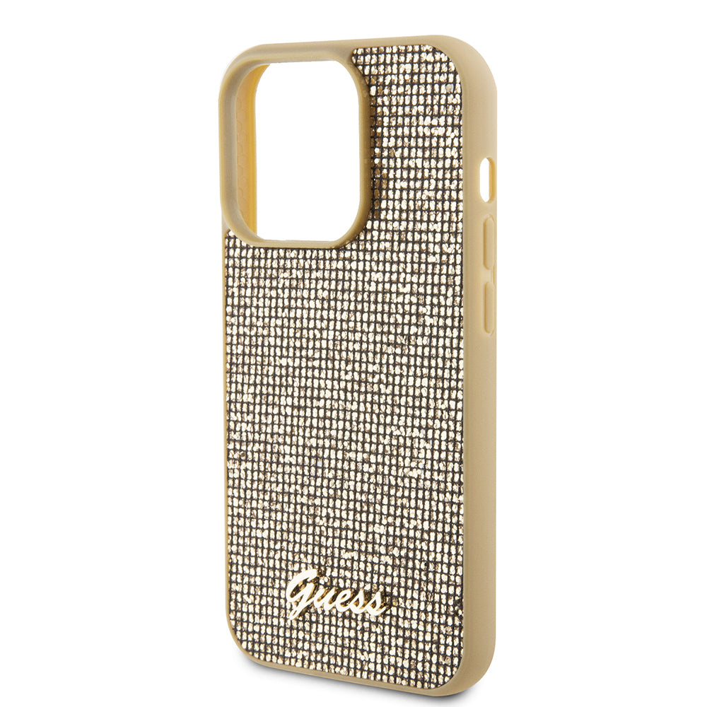 Θήκη για Apple iPhone 15 Pro, Guess, PU Square Mirror Script Logo, Χρυσή