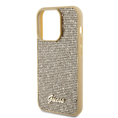 Θήκη για Apple iPhone 15 Pro, Guess, PU Square Mirror Script Logo, Χρυσή
