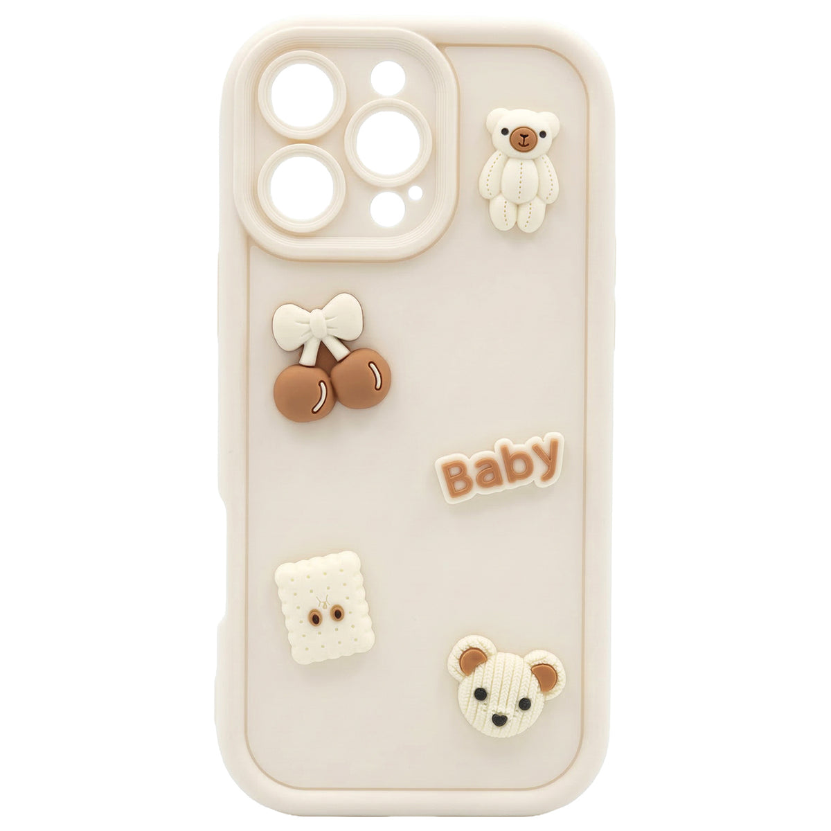 Θήκη για Apple iPhone 16 Pro Max, OEM, Ultra Trendy 3D Bear, Μπεζ