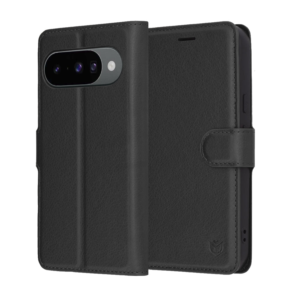 Case for Google Pixel 10 Pro / 10, Techsuit, Leather Folio, Black