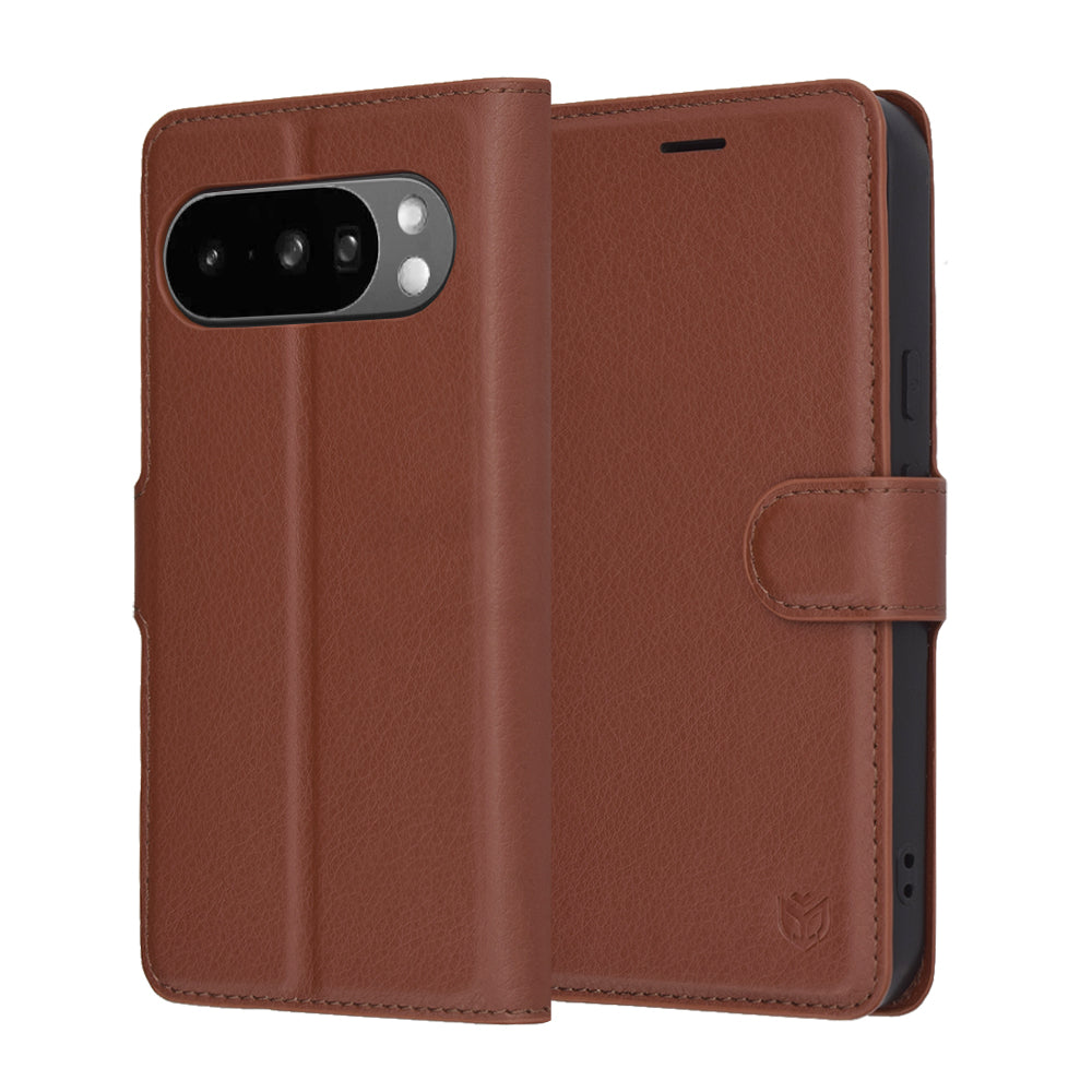 Case for Google Pixel 10 Pro XL, Techsuit, Leather Folio, Brown