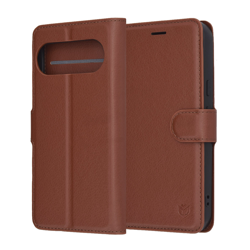 Case for Google Pixel 10 Pro XL, Techsuit, Leather Folio, Brown