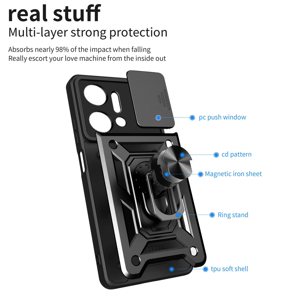 Θήκη για Honor X7a, Techsuit, CamShield, Μαύρο