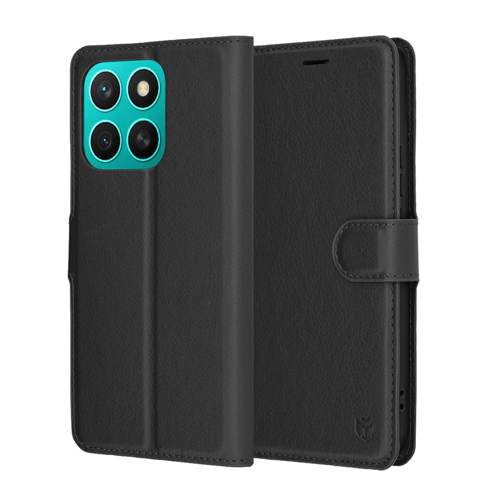 Case for Honor X8c, Techsuit, Leather Folio, Black