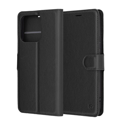 Case for Honor X8c, Techsuit, Leather Folio, Black