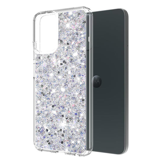 Case for Motorola Moto G14, Techsuit, Sparkly Glitter, White