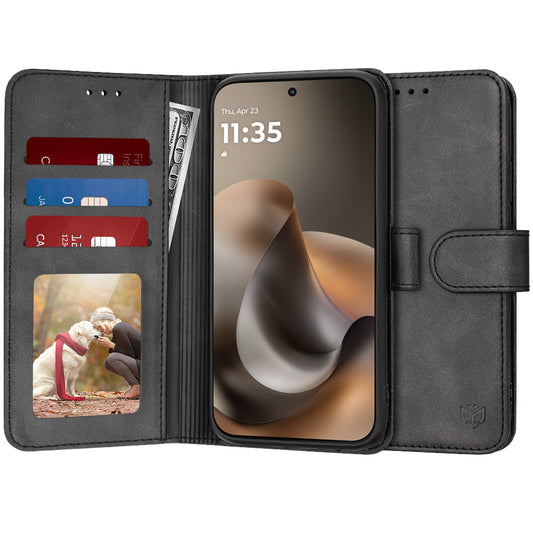 Θήκη για Motorola Moto G77 / G67, Techsuit, Diary Book, Μαύρη