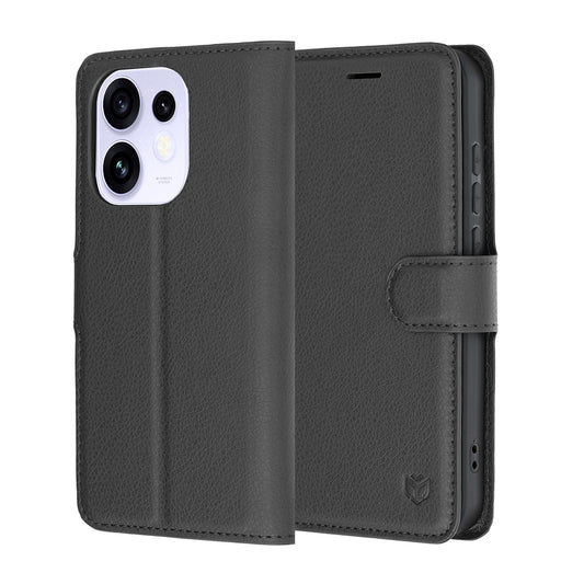 Θήκη για Oppo Reno16 / Reno16 Pro, Techsuit, Δερμάτινο Φολιο, Μαύρο