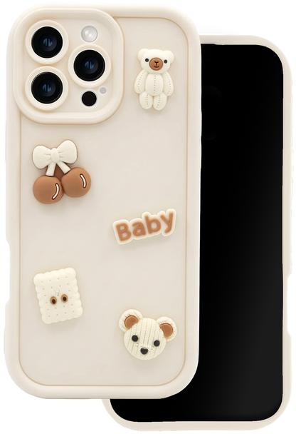 Case for Samsung Galaxy S25 S931, OEM, Ultra Trendy 3D Bear, Beige