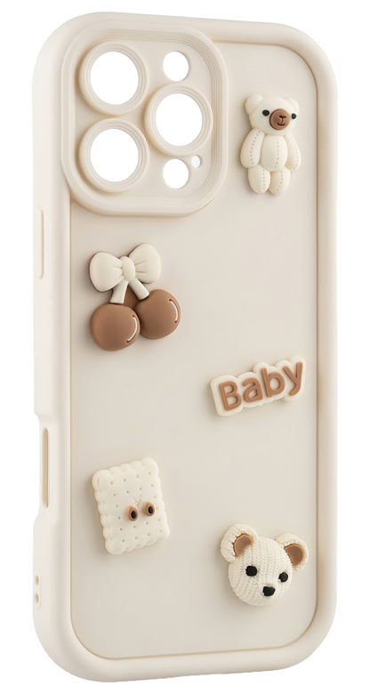 Case for Samsung Galaxy S25 S931, OEM, Ultra Trendy 3D Bear, Beige