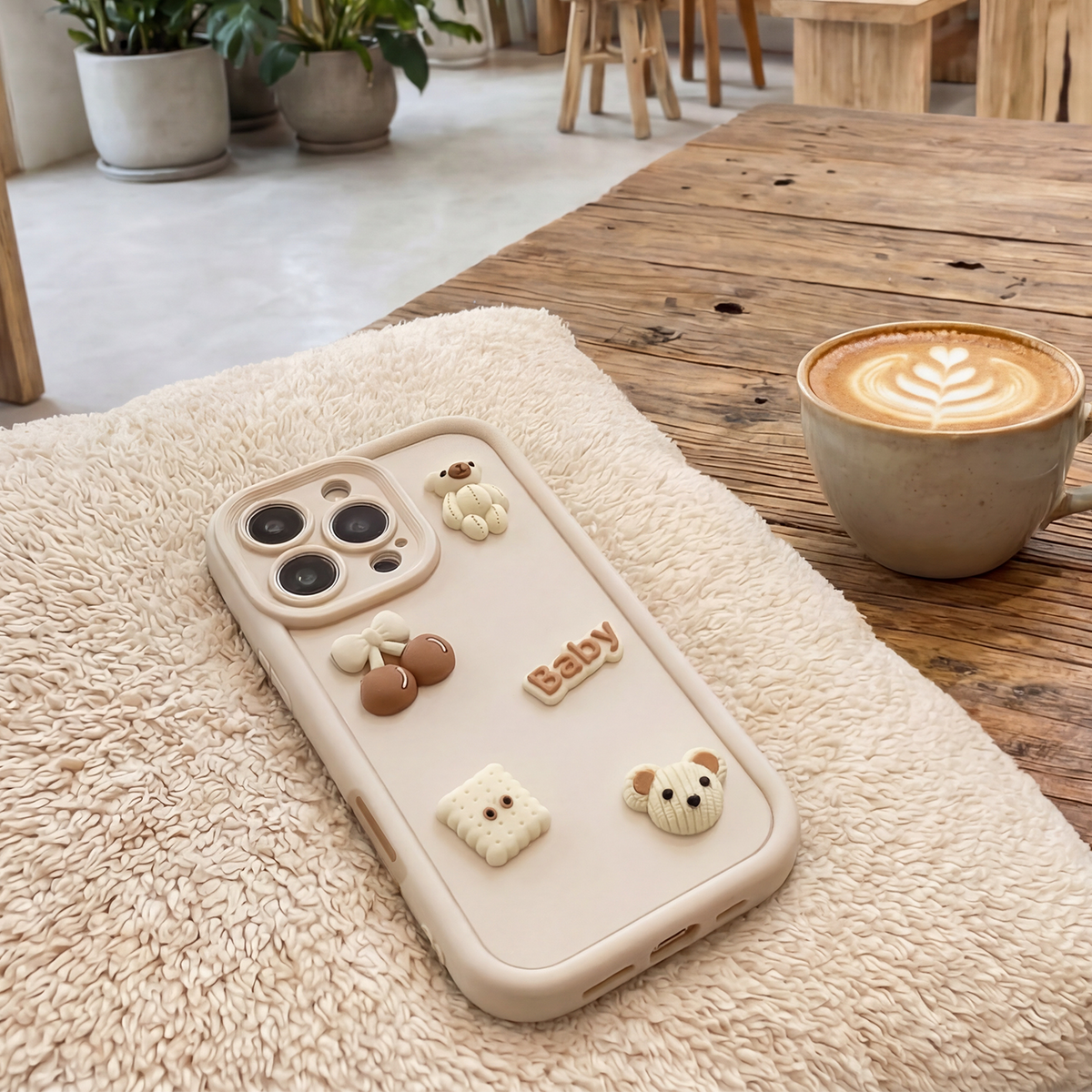 Case for Samsung Galaxy S25 S931, OEM, Ultra Trendy 3D Bear, Beige