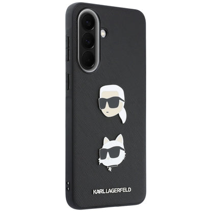 Case for Samsung Galaxy A37 5G, Karl Lagerfeld, Grained Karl & Choupette's Heads Pins and Logo, Black