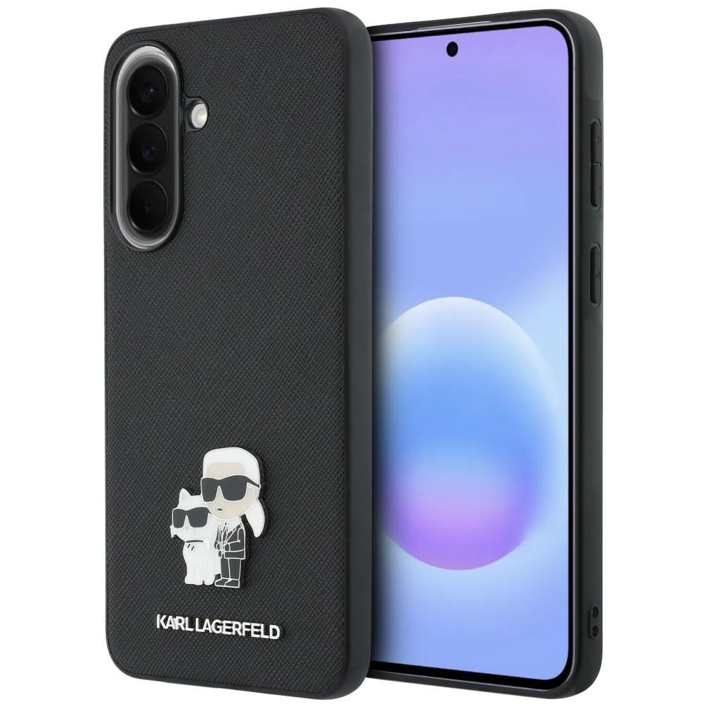 Case for Samsung Galaxy A37 5G, Karl Lagerfeld, Saffiano Karl & Choupette Metal, Black