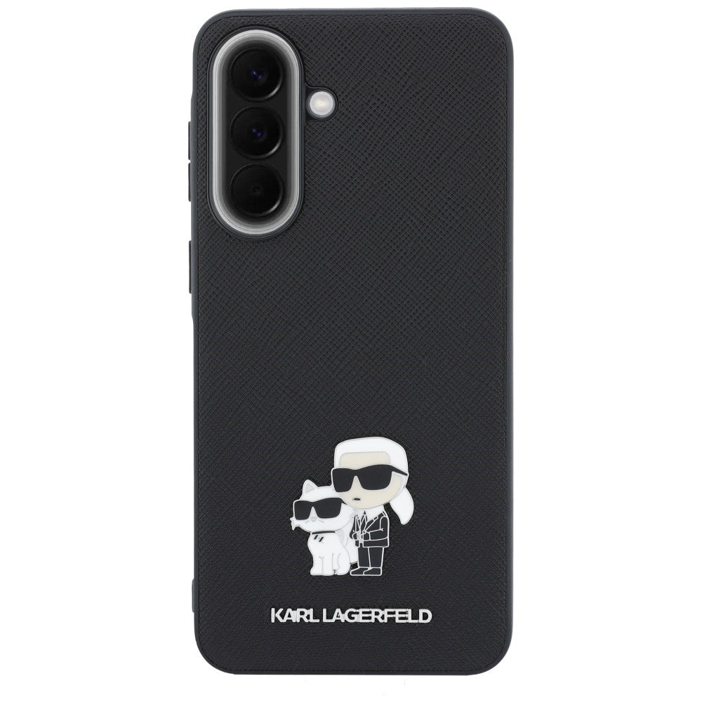 Case for Samsung Galaxy A37 5G, Karl Lagerfeld, Saffiano Karl & Choupette Metal, Black