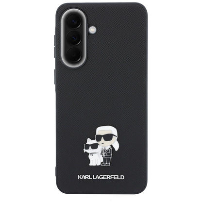 Case for Samsung Galaxy A37 5G, Karl Lagerfeld, Saffiano Karl & Choupette Metal, Black