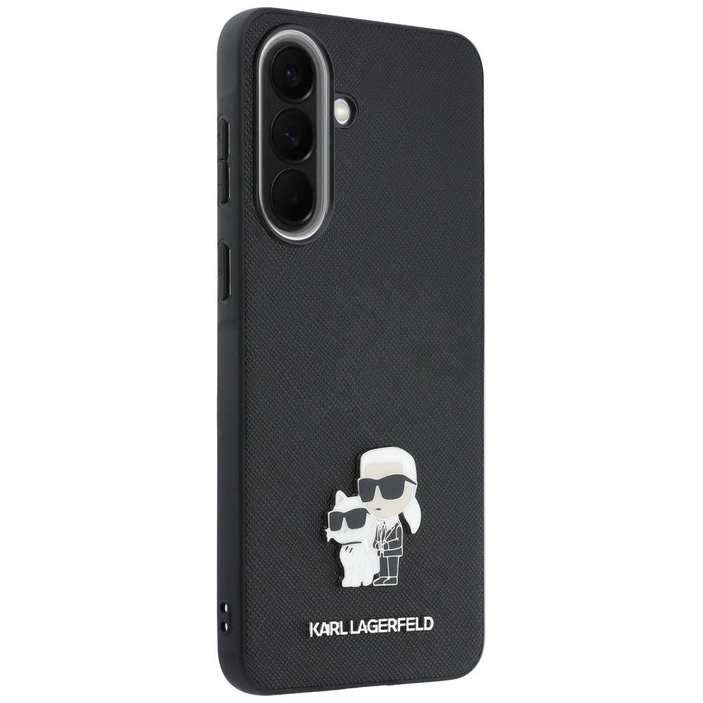 Case for Samsung Galaxy A37 5G, Karl Lagerfeld, Saffiano Karl & Choupette Metal, Black