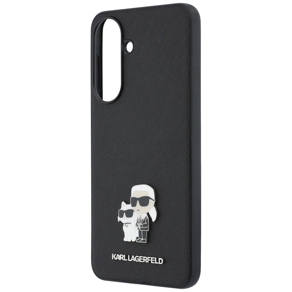 Case for Samsung Galaxy A37 5G, Karl Lagerfeld, Saffiano Karl & Choupette Metal, Black