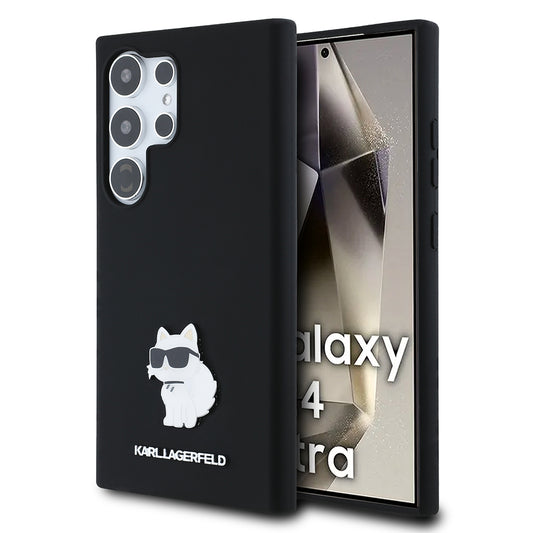 Case for Samsung Galaxy S24 Ultra S928, Karl Lagerfeld, Silicone Choupette Metal, Black