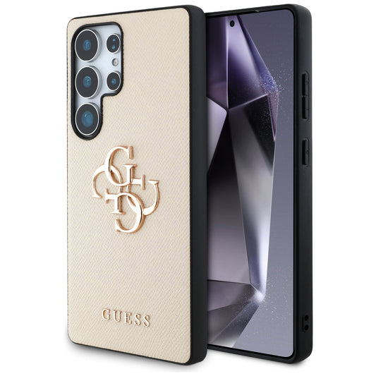 Case for Samsung Galaxy S25 Ultra S938, Guess, 4G Grained Big and Classic Logo, Beige
