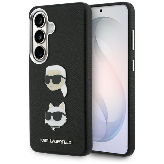 Θήκη για Samsung Galaxy S26 S942, Karl Lagerfeld, Saffiano Karl & Choupette's Head Pin, Μαύρη