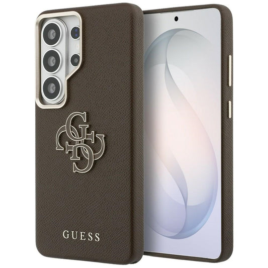 Case for Samsung Galaxy S26 Ultra S948, Guess, 4G Grained Big and Classic Logo, Brown