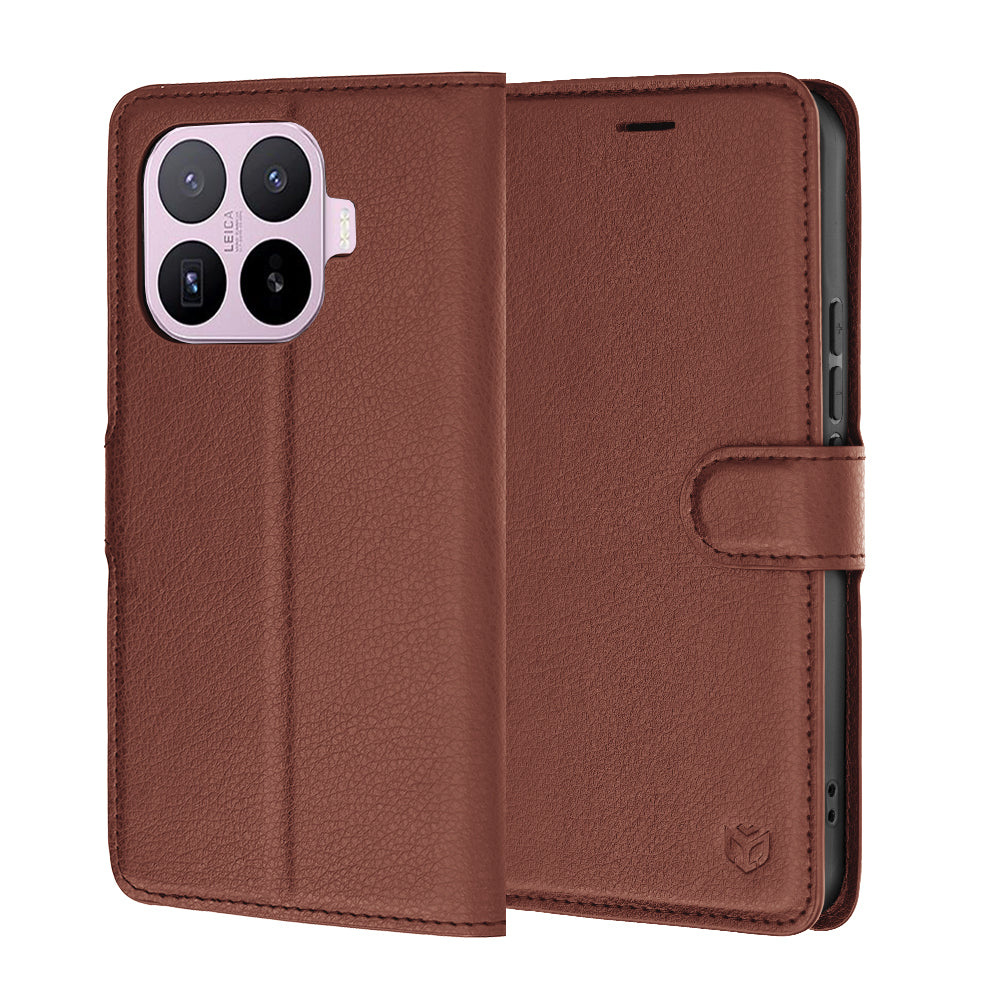 Case for Xiaomi 17T, Techsuit, Leather Folio, Brown