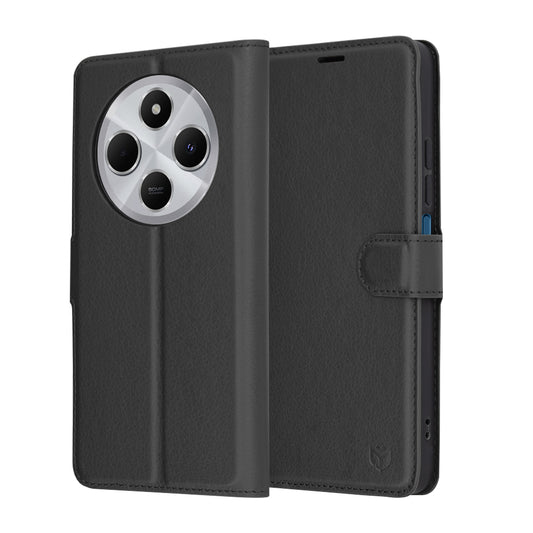 Θήκη για Xiaomi Poco C75 / Redmi 14C, Techsuit, Δερμάτινο Φύλλο, Μαύρο