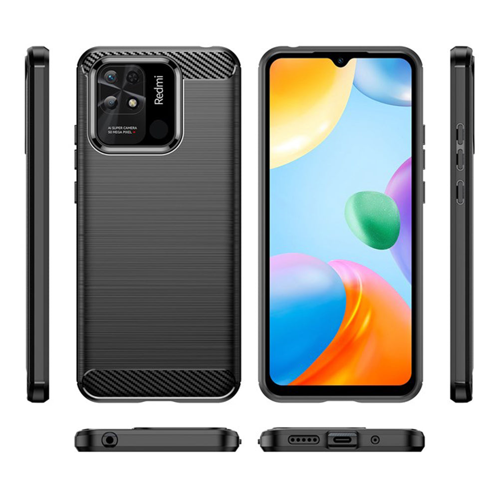 Case for Xiaomi Redmi 10C, Techsuit, Carbon, Black