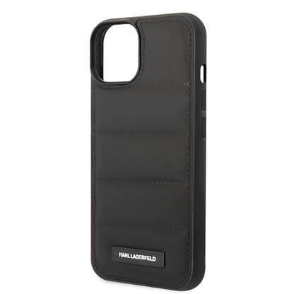 Case for Apple iPhone 14 Plus, Karl Lagerfeld, Quilted Puffy Metal Logo, Black