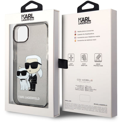 Case for Apple iPhone 14 Plus, Karl Lagerfeld, IML Glitter Karl and Choupette NFT, Black